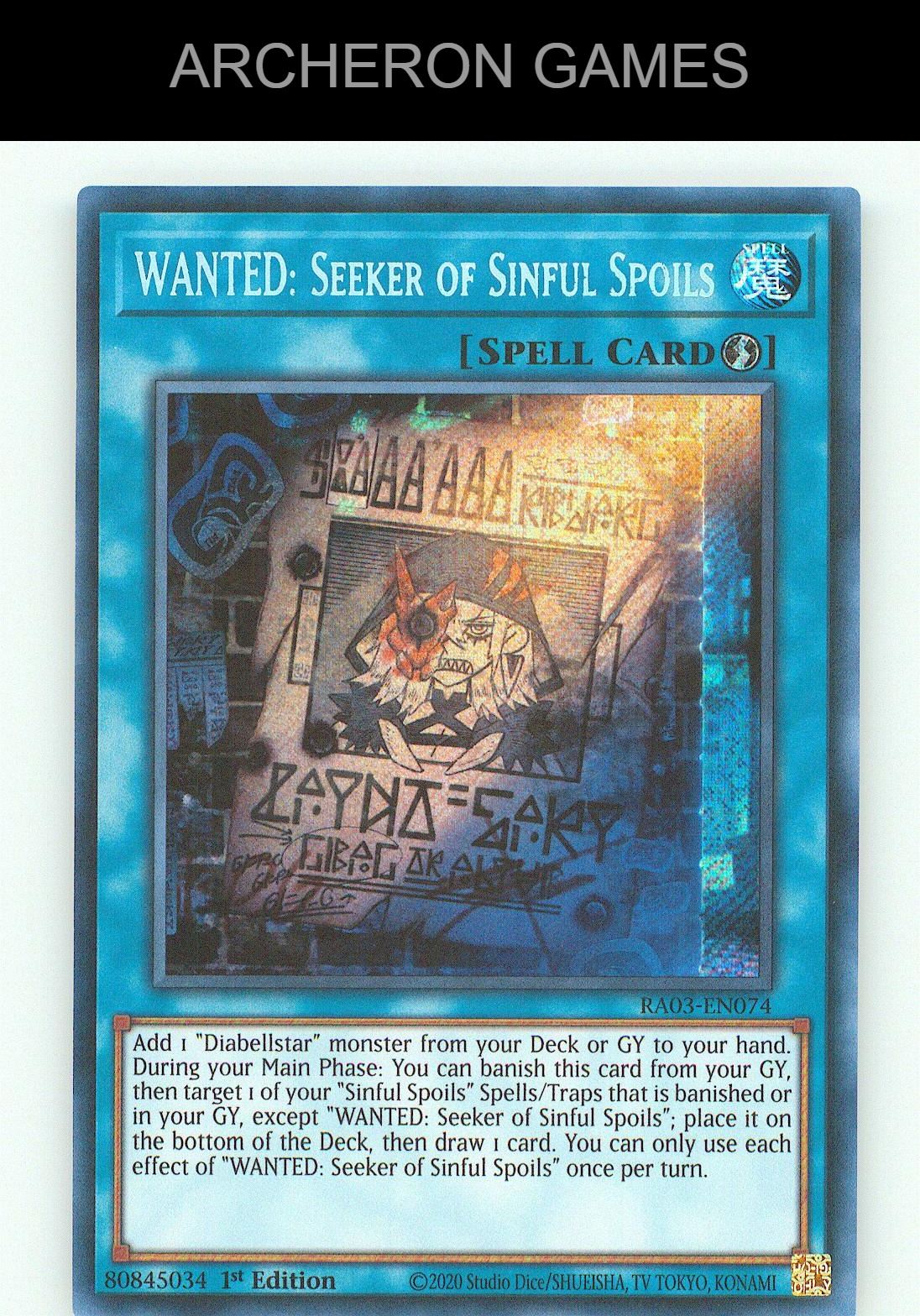 WANTED: Seeker of Sinful Spoils SEC YUGIOH Card