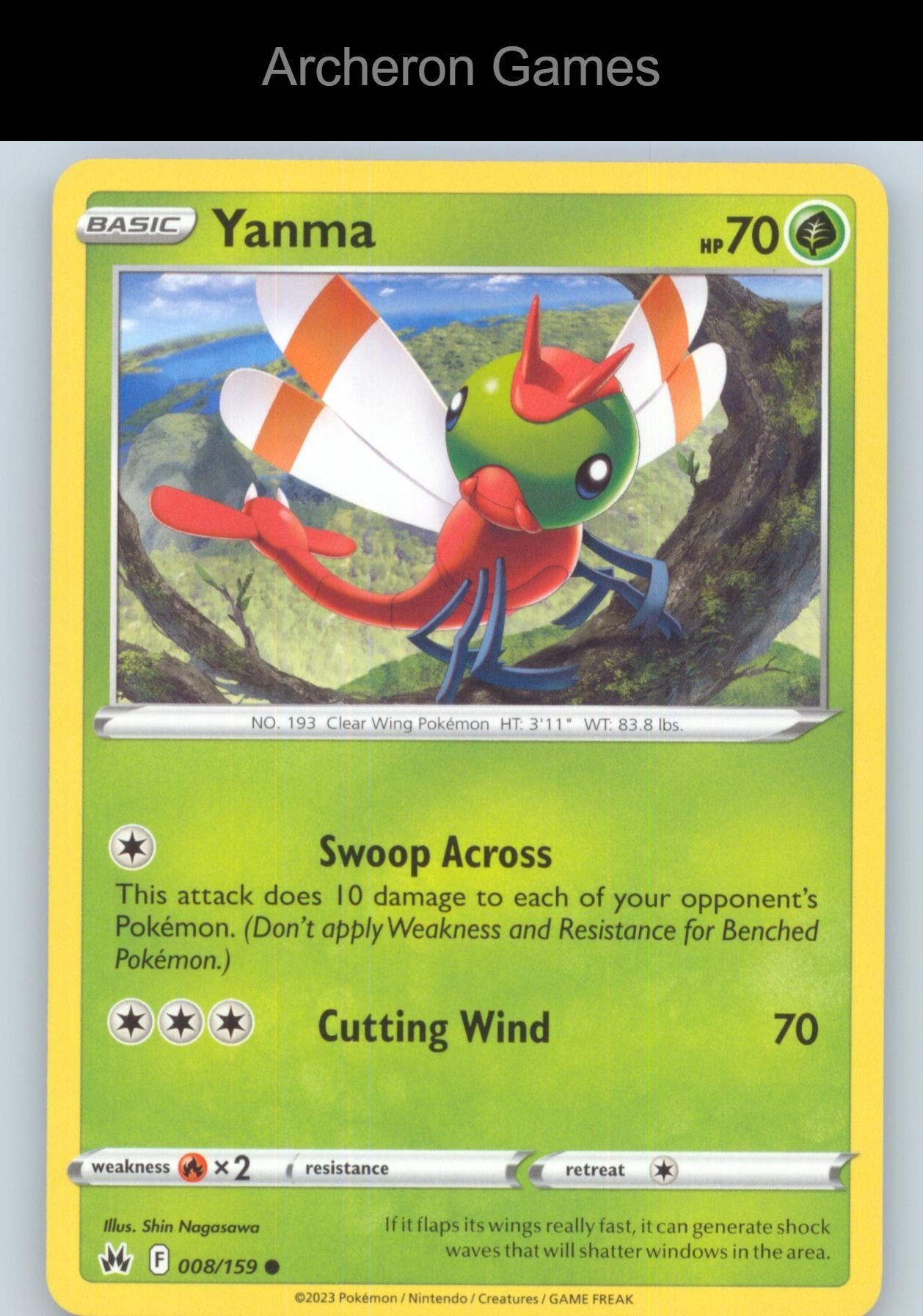 Pokemon Card Yanma CRZ 008/159 C Crown Zenith