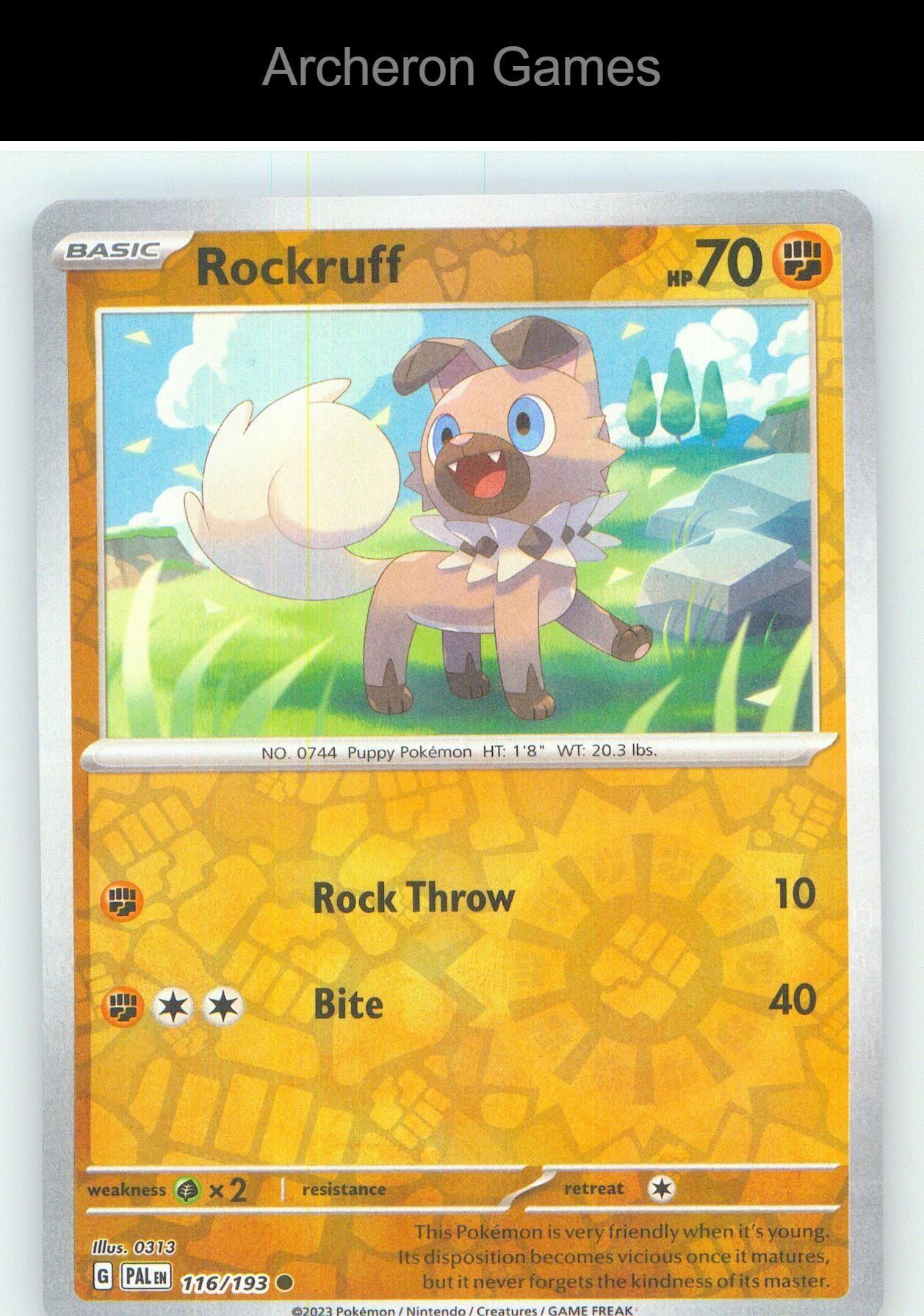 Pokemon Card Rockruff PAL 116/193 C Paldea Evolved Reverse Holo