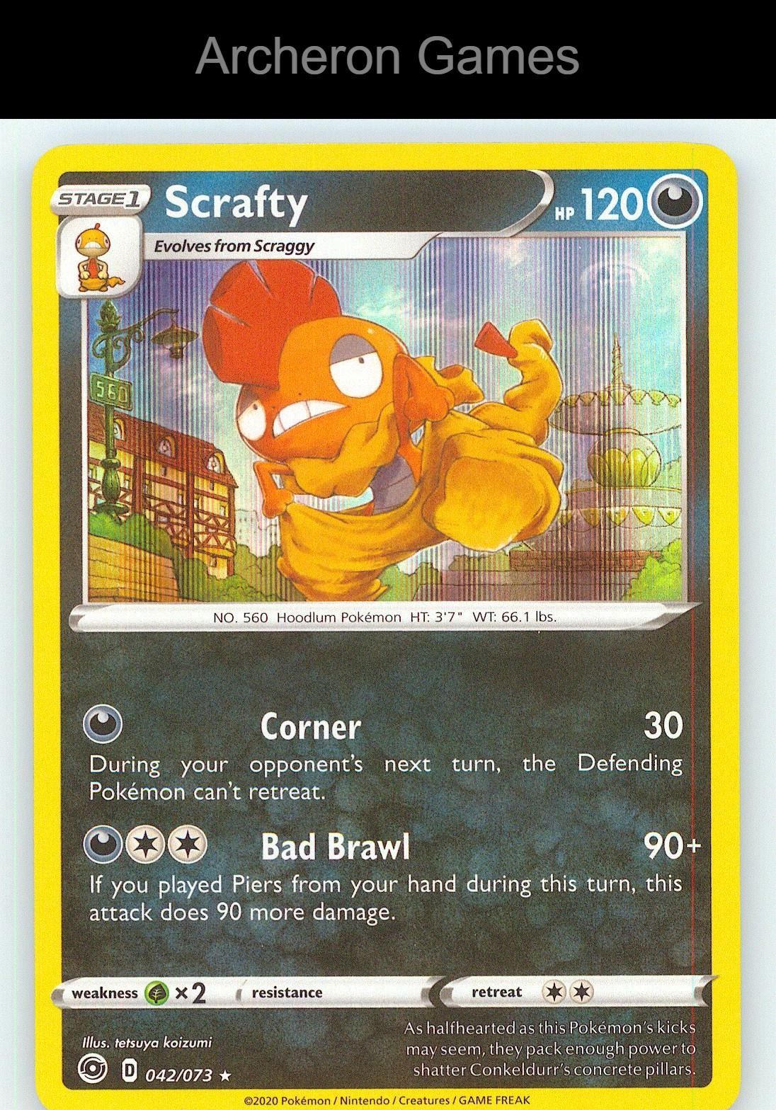 Pokemon Card Scrafty CPA 042/073 Line Holo R Champion's Path