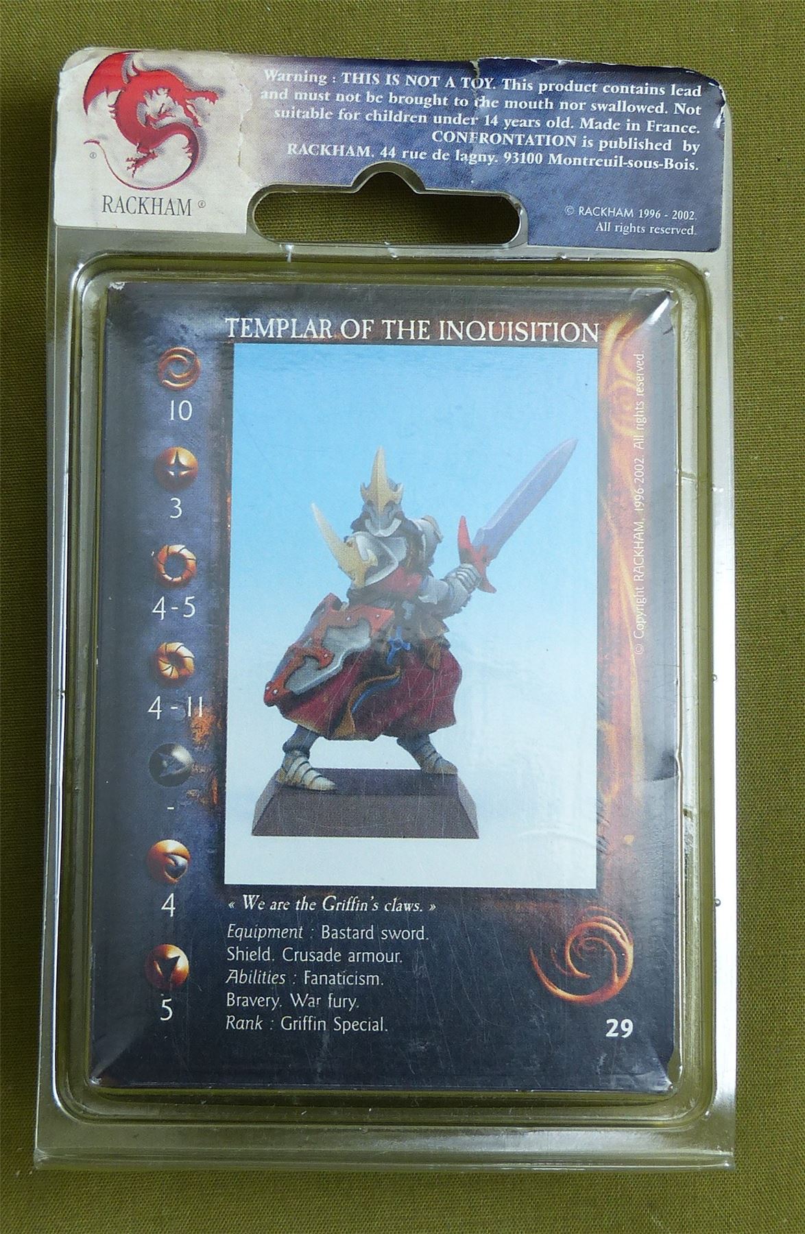 Confrontation: Templar of the Inquisition Blister - Rackham Metal Minis OOP #267