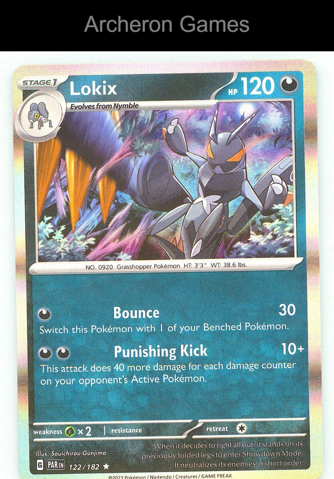 Pokemon Card Lokix PAR 122/182 R Paradox Rift Holo