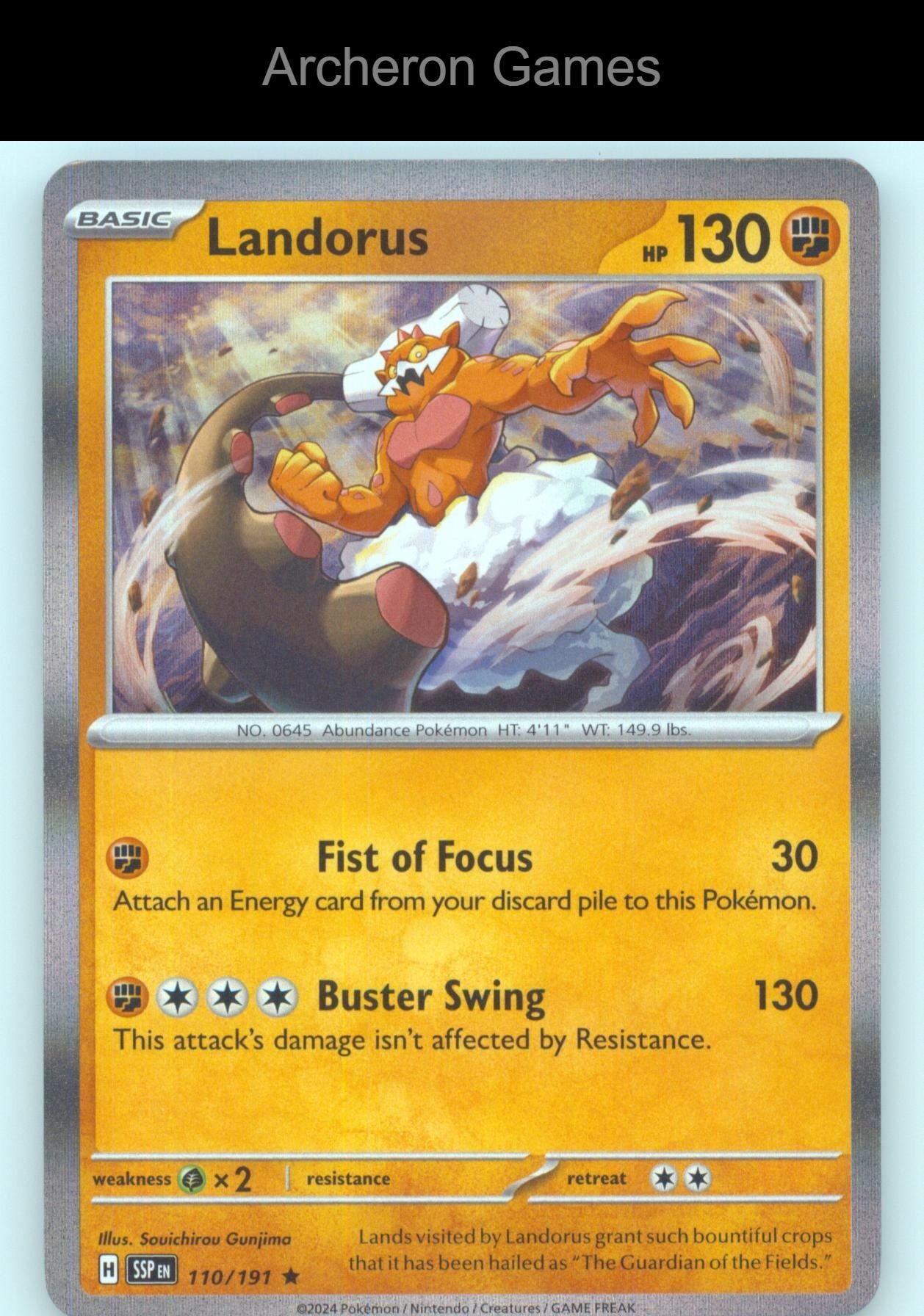 Pokemon Card Landorus SSP 110/191 R Surging Sparks Holo