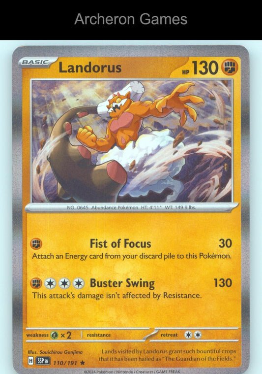 Pokemon Card Landorus SSP 110/191 R Surging Sparks Holo