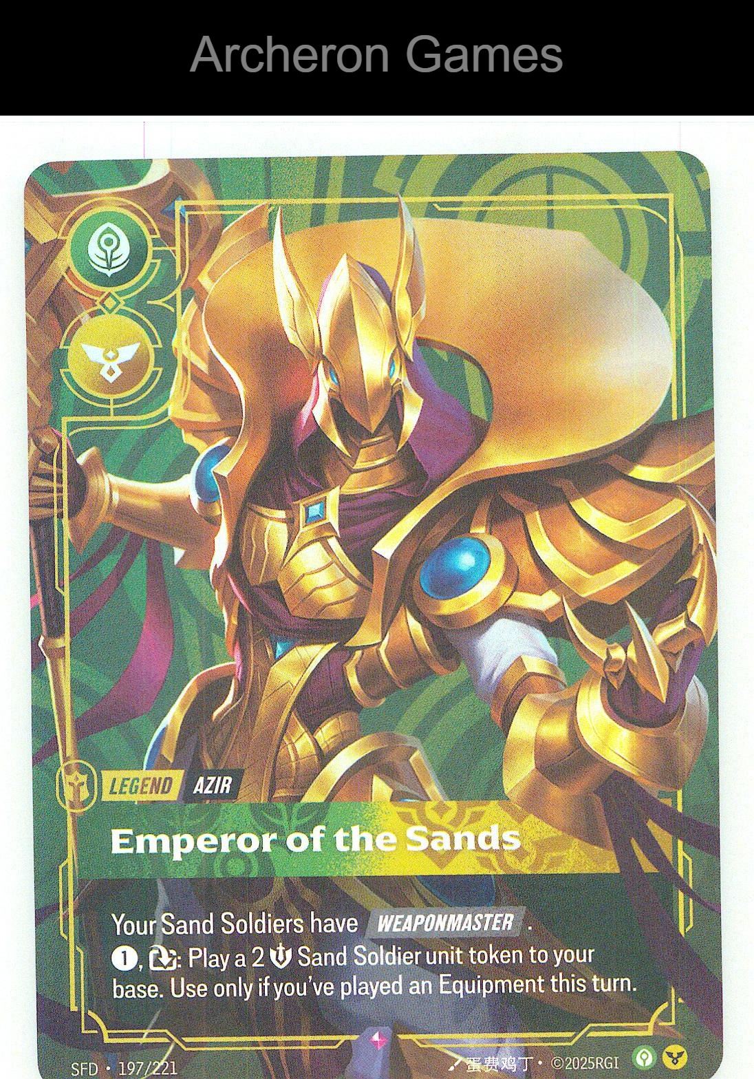 Azir - Emperor of the Sands SFD 197/221 R Spiritforged Riftbound Card