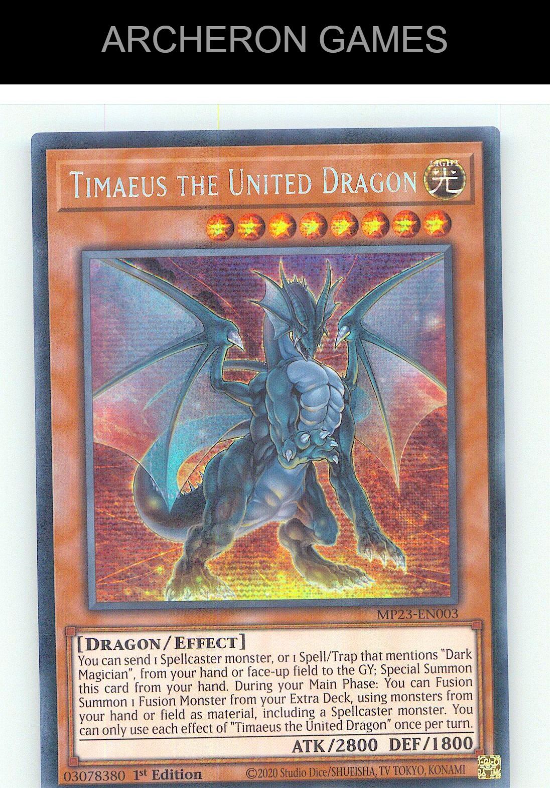 Timaeus the United Dragon Prismatic Secret Rare YUGIOH Card 1st Edition