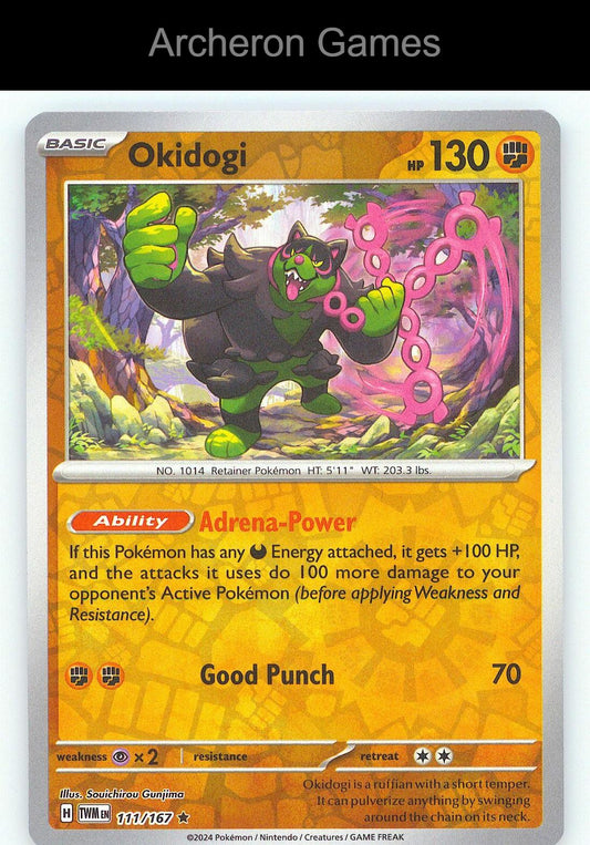 Pokemon Card Okidogi TWM 111/167 R Twilight Masquerade Reverse Holo