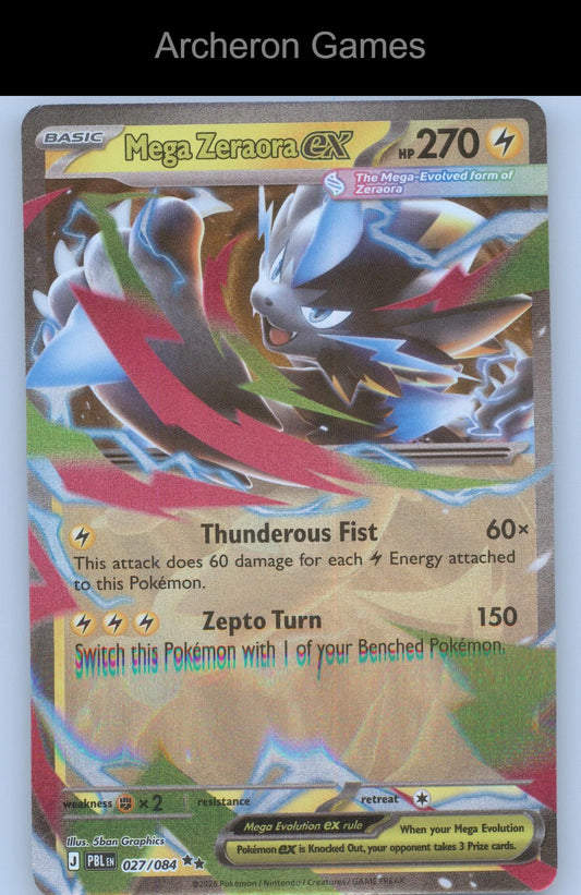Pokemon Card Mega Zeraora ex ME05 027/084 Double Rare Pitch Black Holo