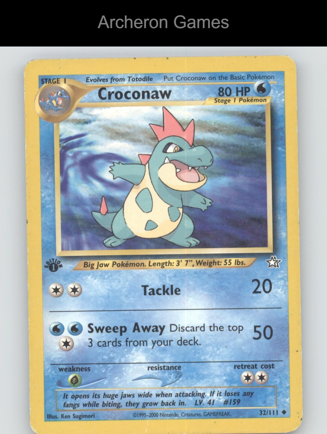 Pokemon Card Croconaw N1 32/111 UC Neo Genesis 1st Edition