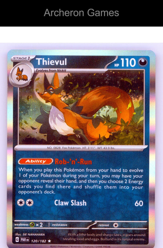 Pokemon Card Thievul PAR 120/182 R Paradox Rift Holo