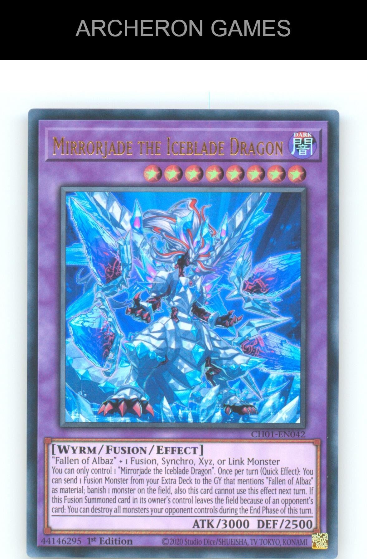 Mirrorjade the Iceblade Dragon Ultra Rare YUGIOH Card 1st Edition