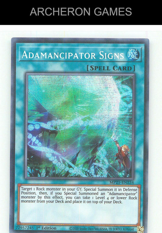Adamancipator Signs Prismatic Secret Rare YUGIOH Card 1st Edition