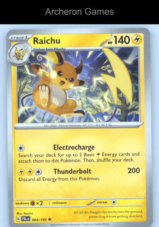Pokemon Card Raichu PAL 064/193 UC Paldea Evolved
