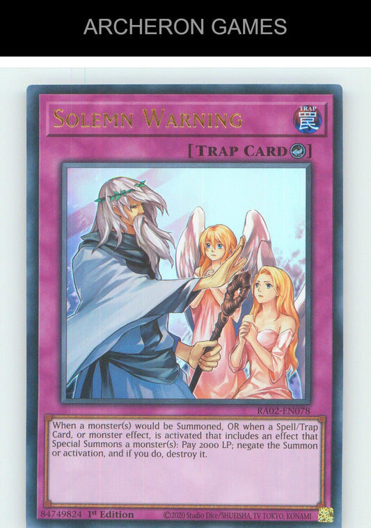 Solemn Warning (UR) UR YUGIOH Card 1st Edition