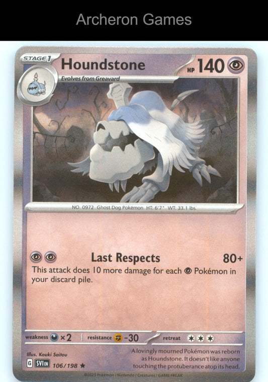 Pokemon Card Houndstone SVI 106/198 R Scarlet & Violet Holo