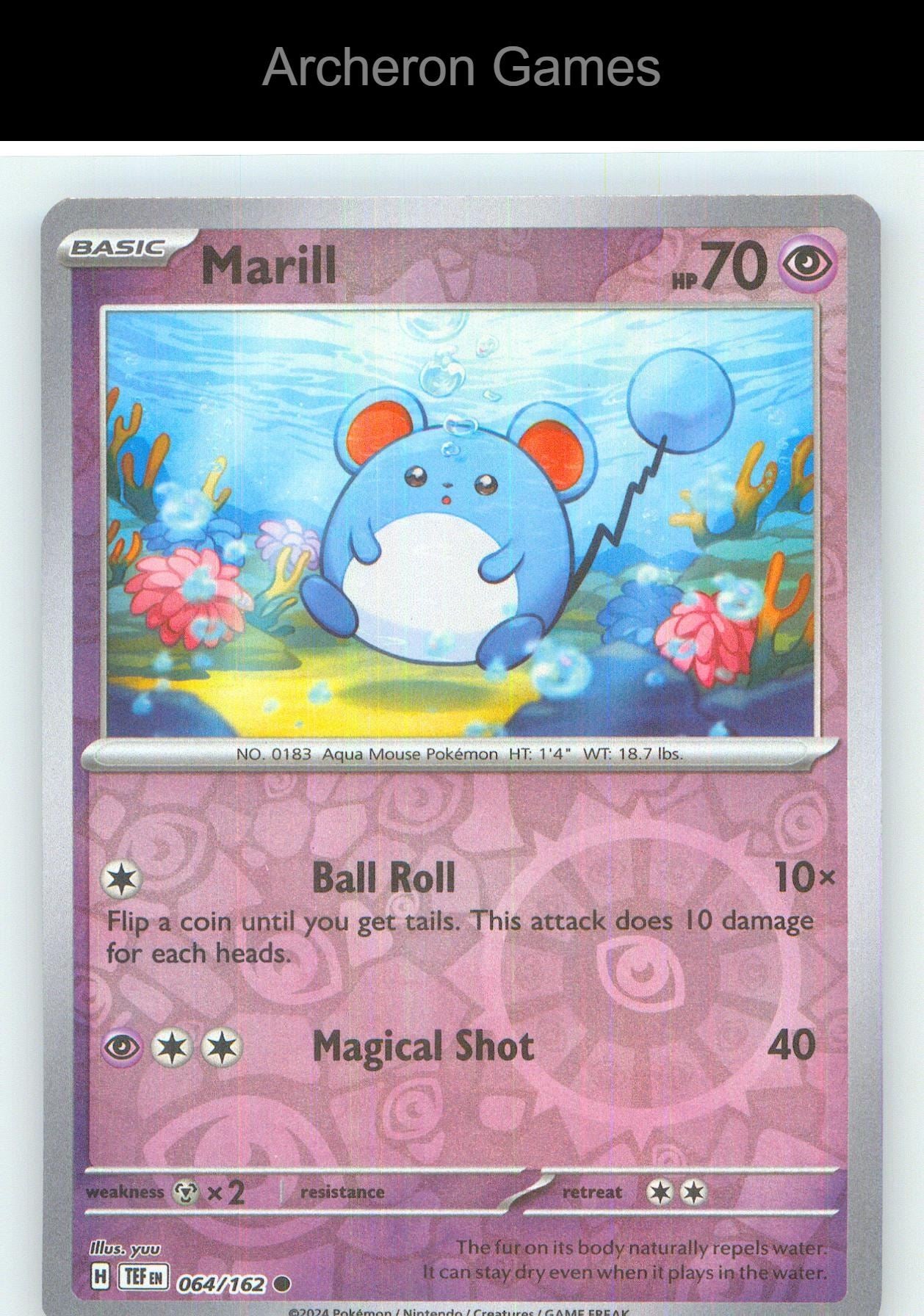 Pokemon Card Marill TEF 064/162 C Temporal Forces Reverse Holo