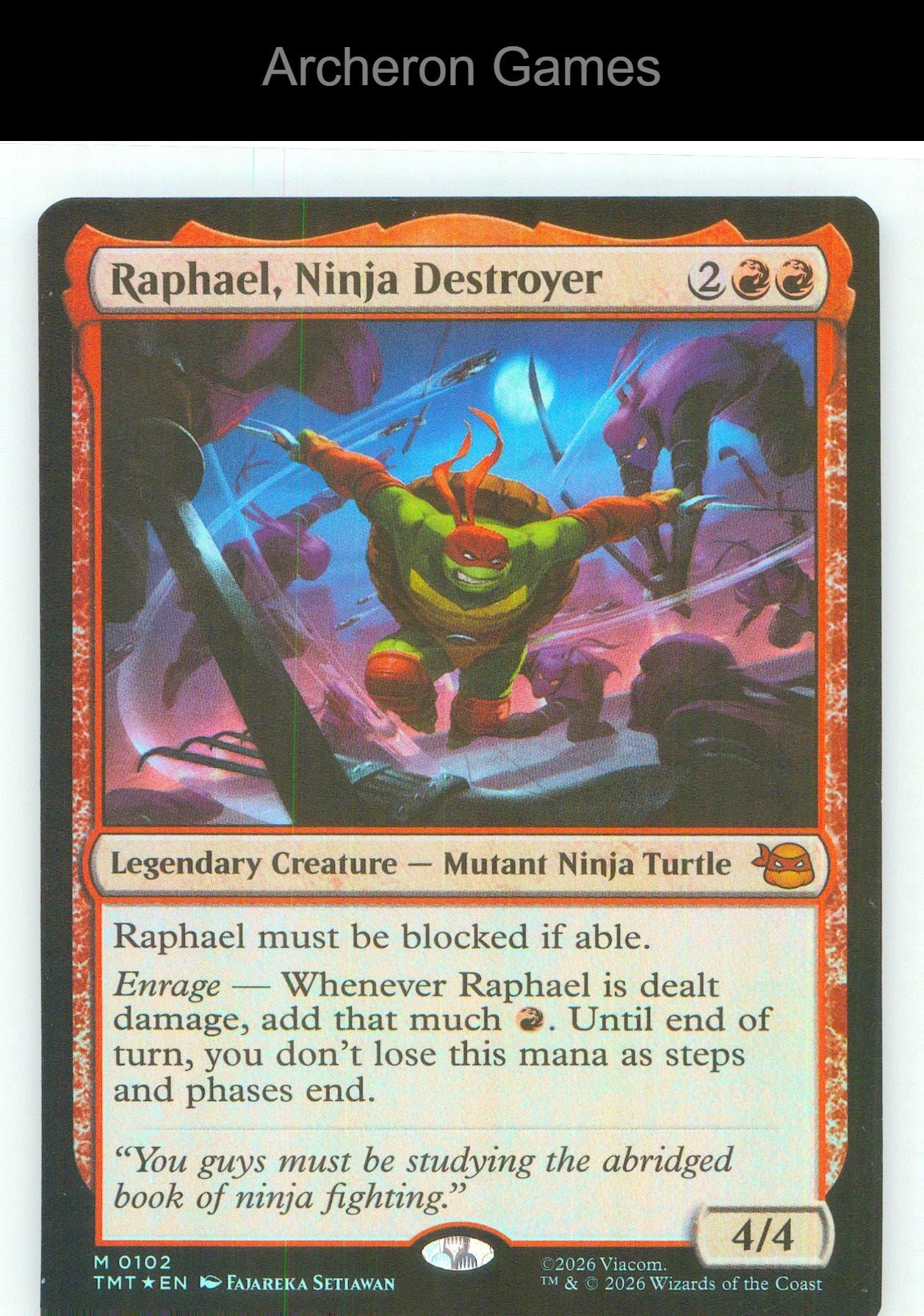 Raphael, Ninja Destroyer TMT 0102 Mythic MTG Card NM/EX+ Foil