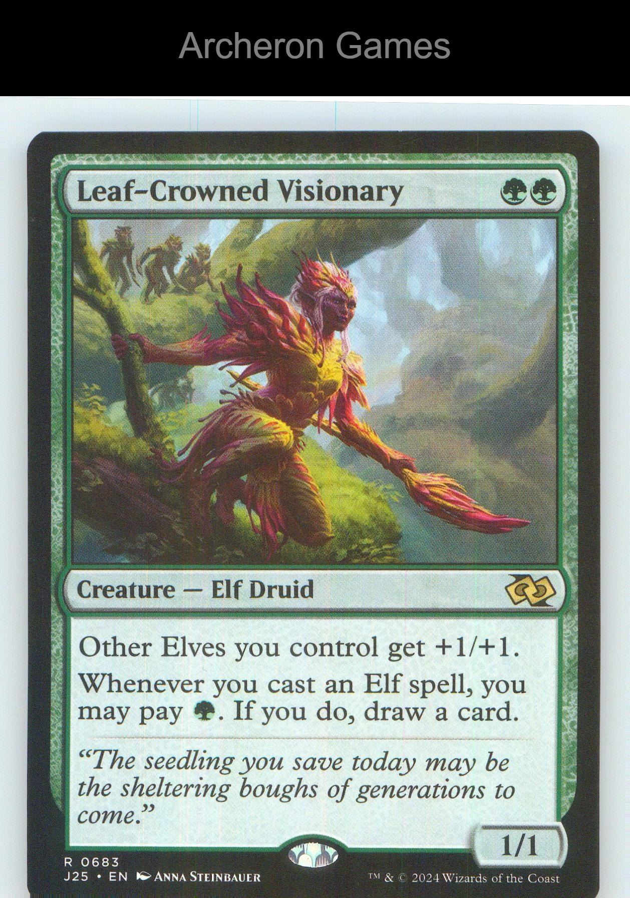 Leaf-Crowned Visionary J25 683 R MTG Card NM/EX+