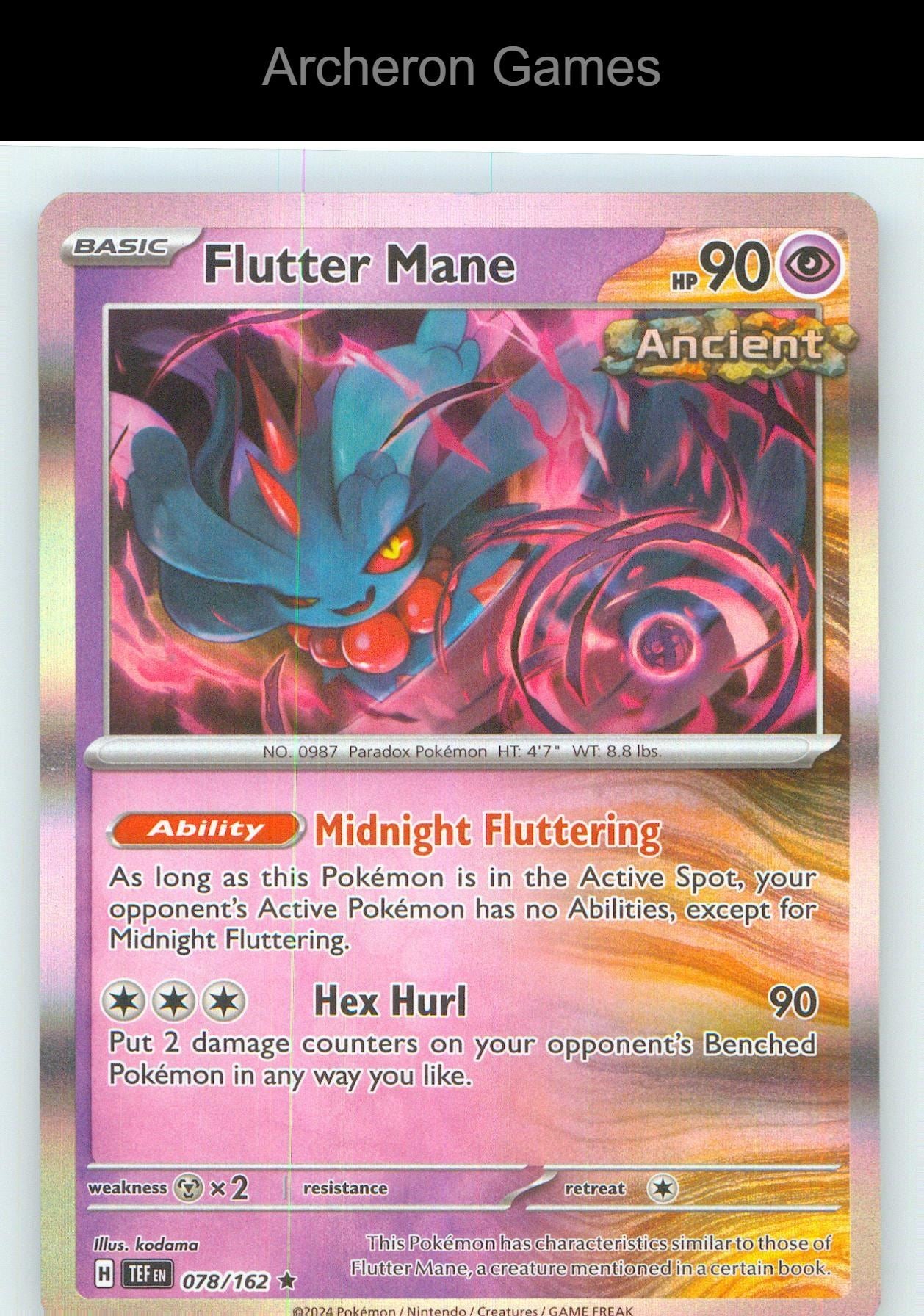 Pokemon Card Flutter Mane TEF 078/162 R Temporal Forces Holo