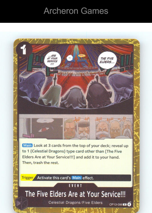 The Five Elders Are at Your Service!!! OP13-096 R One Piece Card NM/EX+ Foil