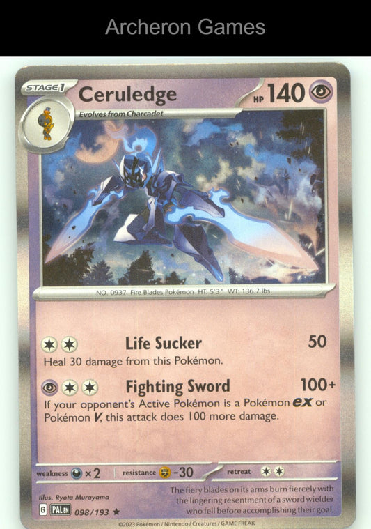 Pokemon Card Ceruledge PAL 098/193 R Paldea Evolved Holo