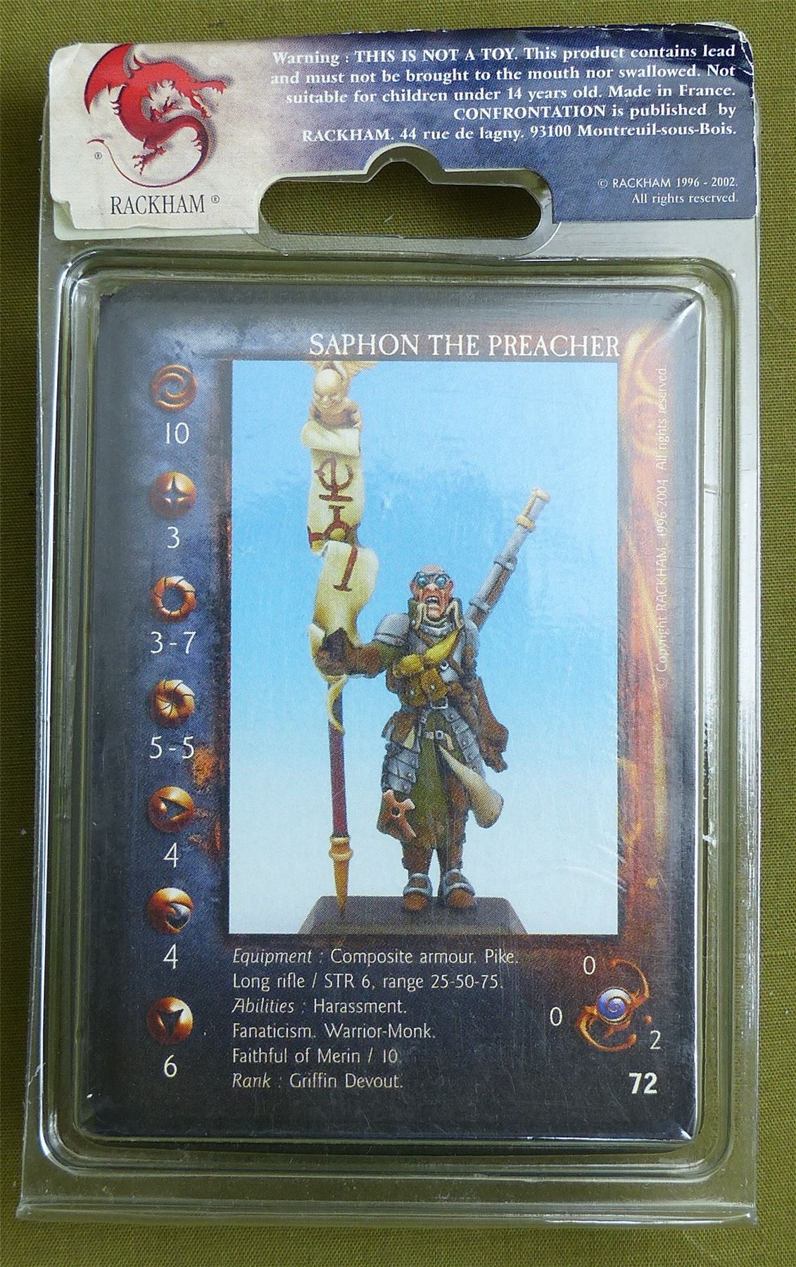 Confrontation: Saphon the Preacher Blister - Rackham Metal Minis OOP #25W