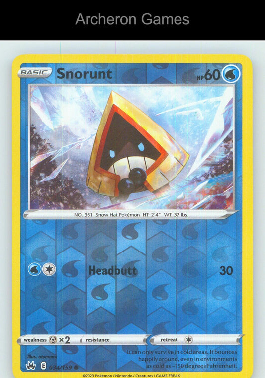 Pokemon Card Snorunt CRZ 034/159 C Crown Zenith Reverse Holo