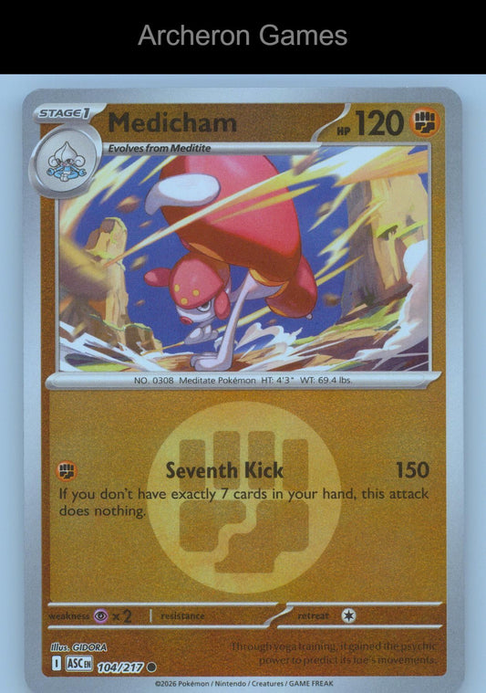 Pokemon Card Medicham (Energy Symbol Pattern) ASC 104/217 Reverse Holo