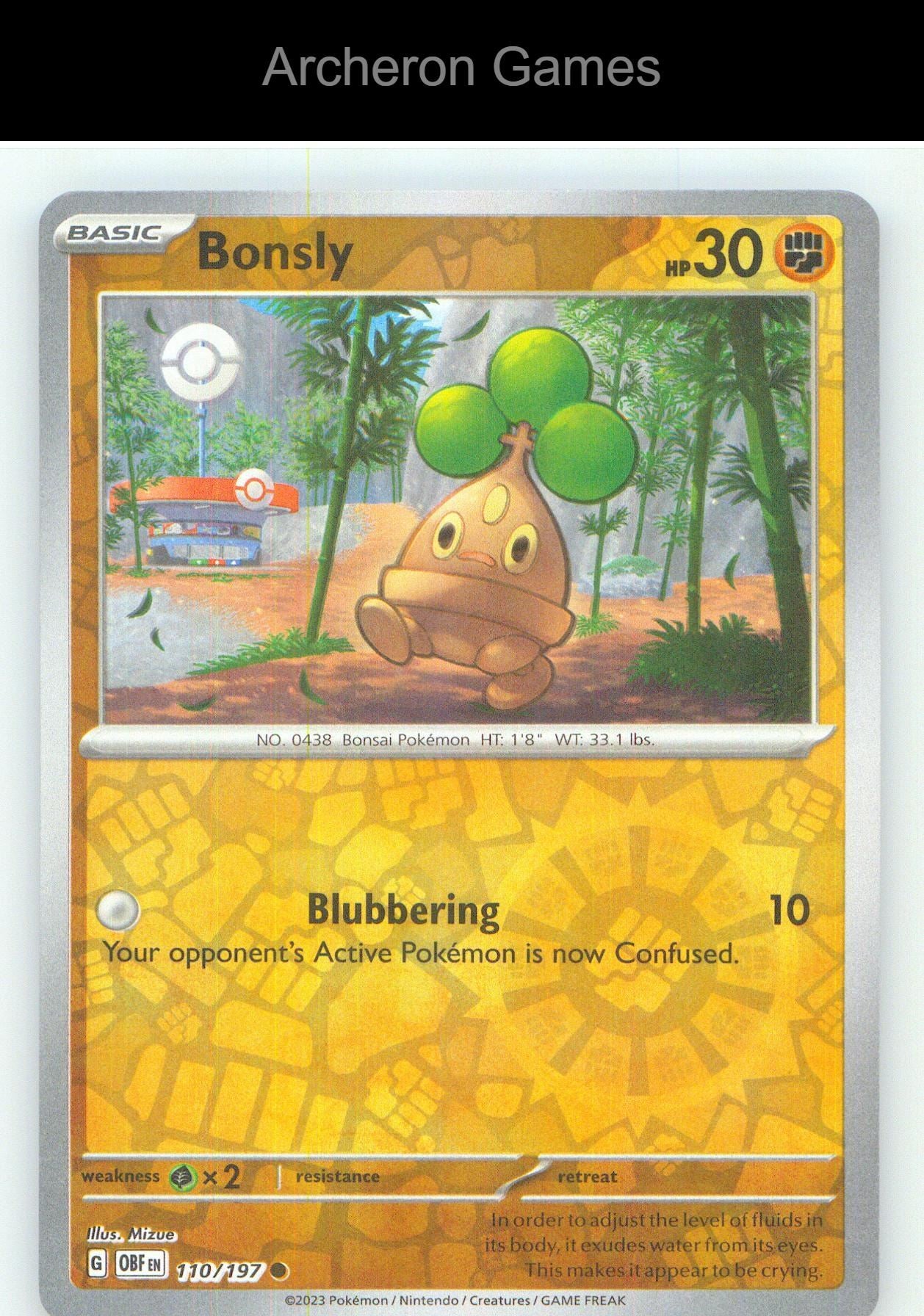 Pokemon Card Bonsly OBF 110/197 C Obsidian Flames Reverse Holo