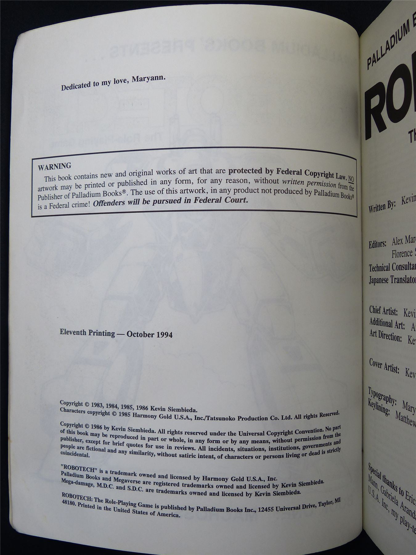 Robotech The Role-playing Game - Siembieda Roleplay Softback #2VK