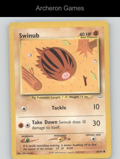 Pokemon Card Swinub N3 57/64 C Neo Revelation Unlimited
