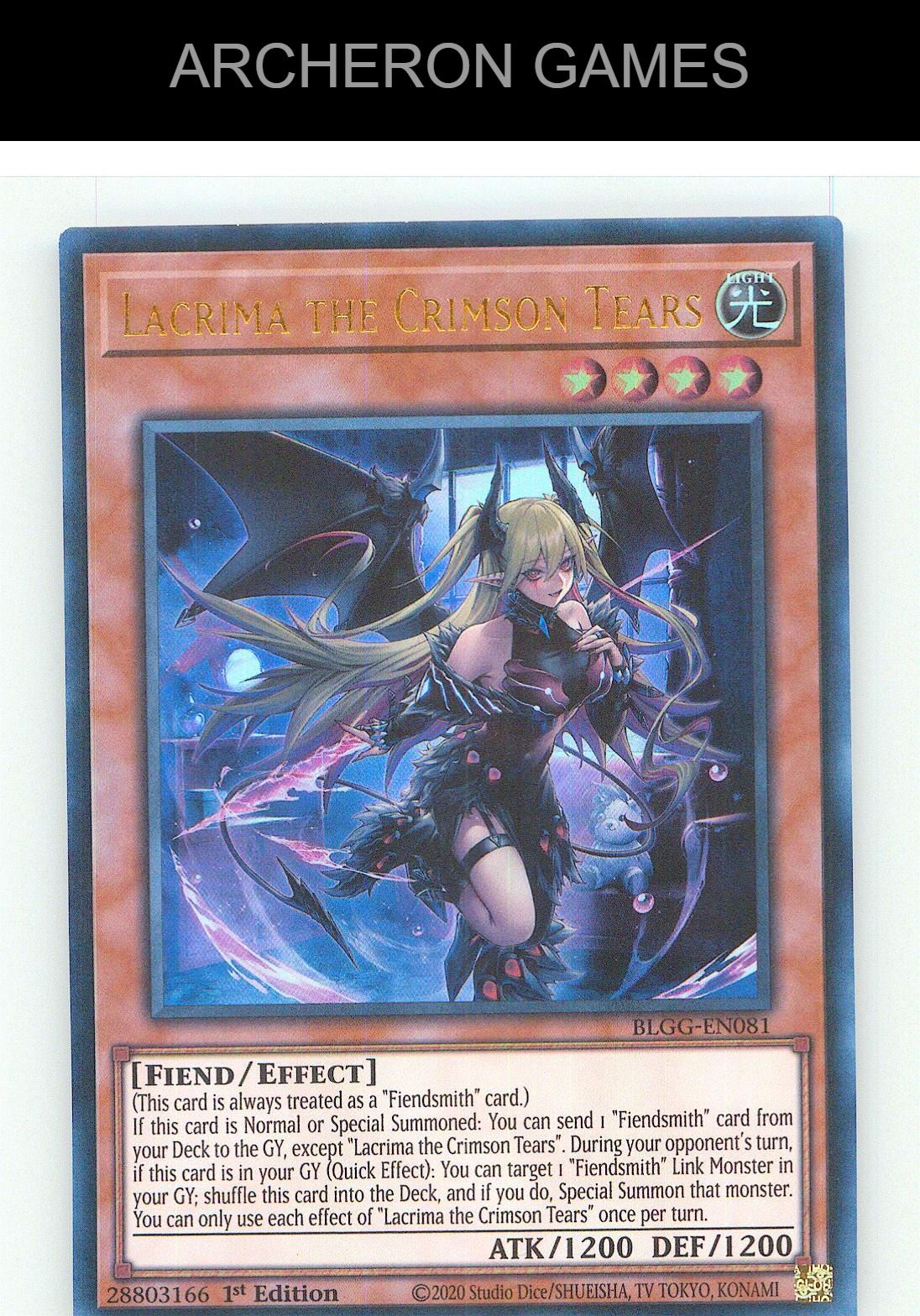 Lacrima the Crimson Tears Ultra Rare YUGIOH Card 1st Edition