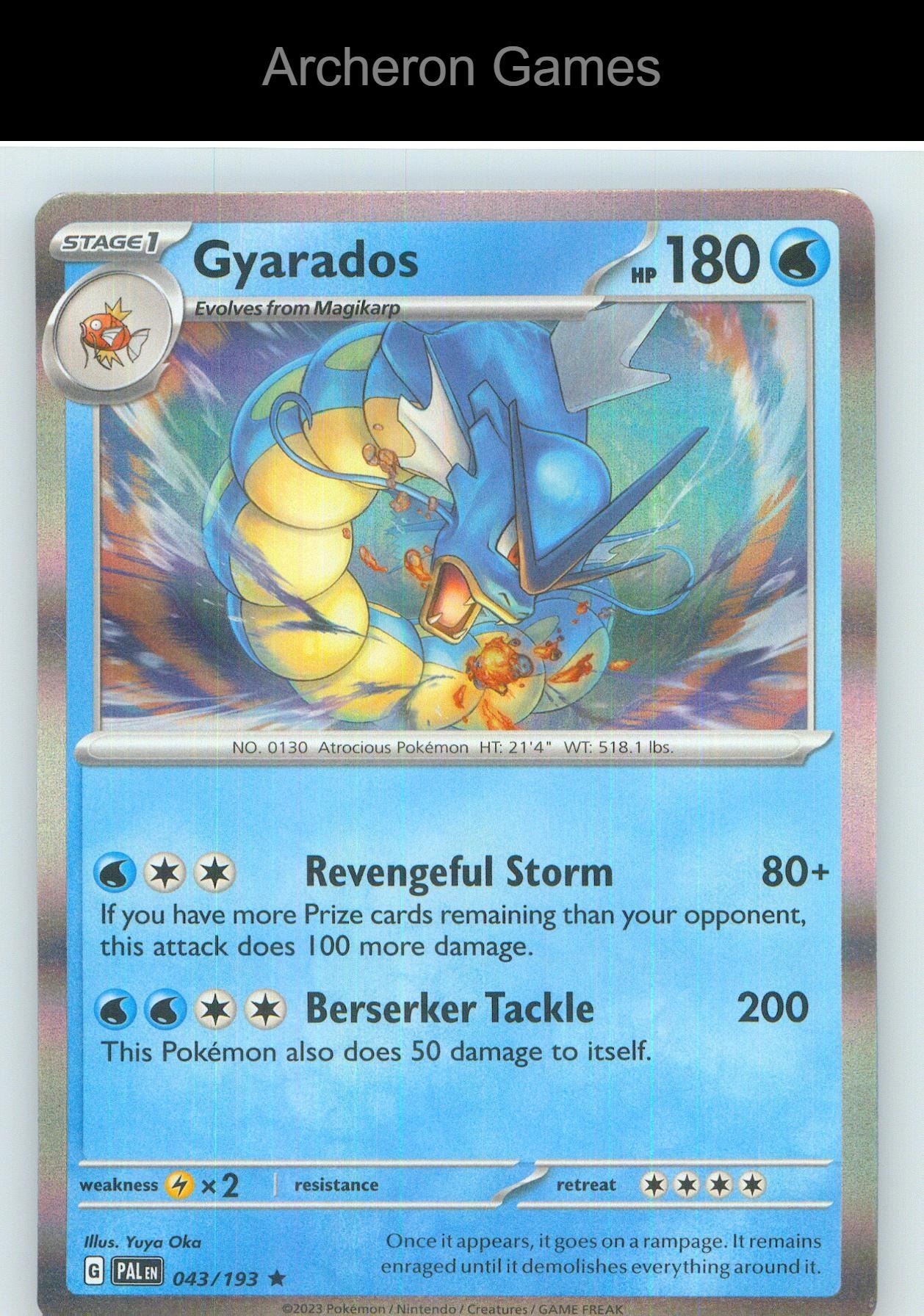 Pokemon Card Gyarados PAL 043/193 R Paldea Evolved Holo