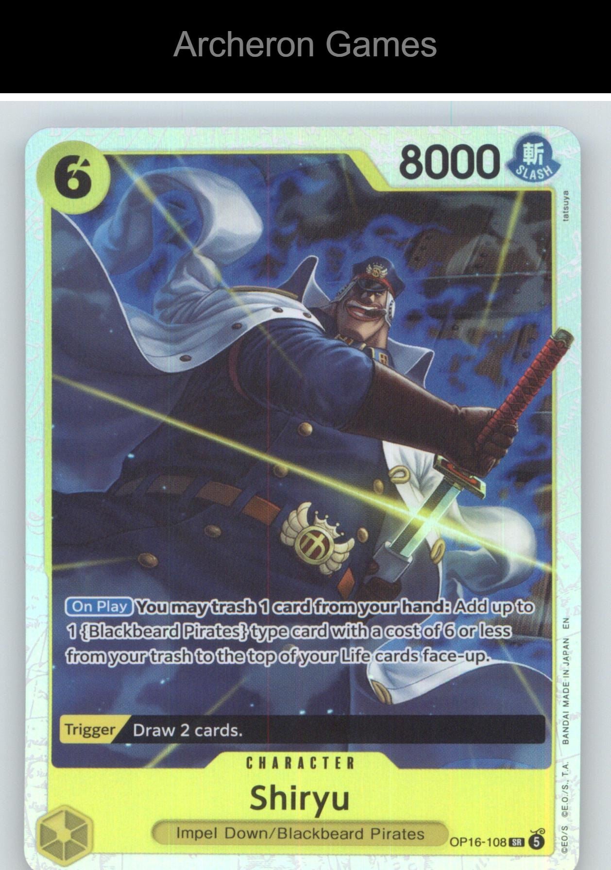 Shiryu OP16-108 One Piece Card NM/EX+ Foil