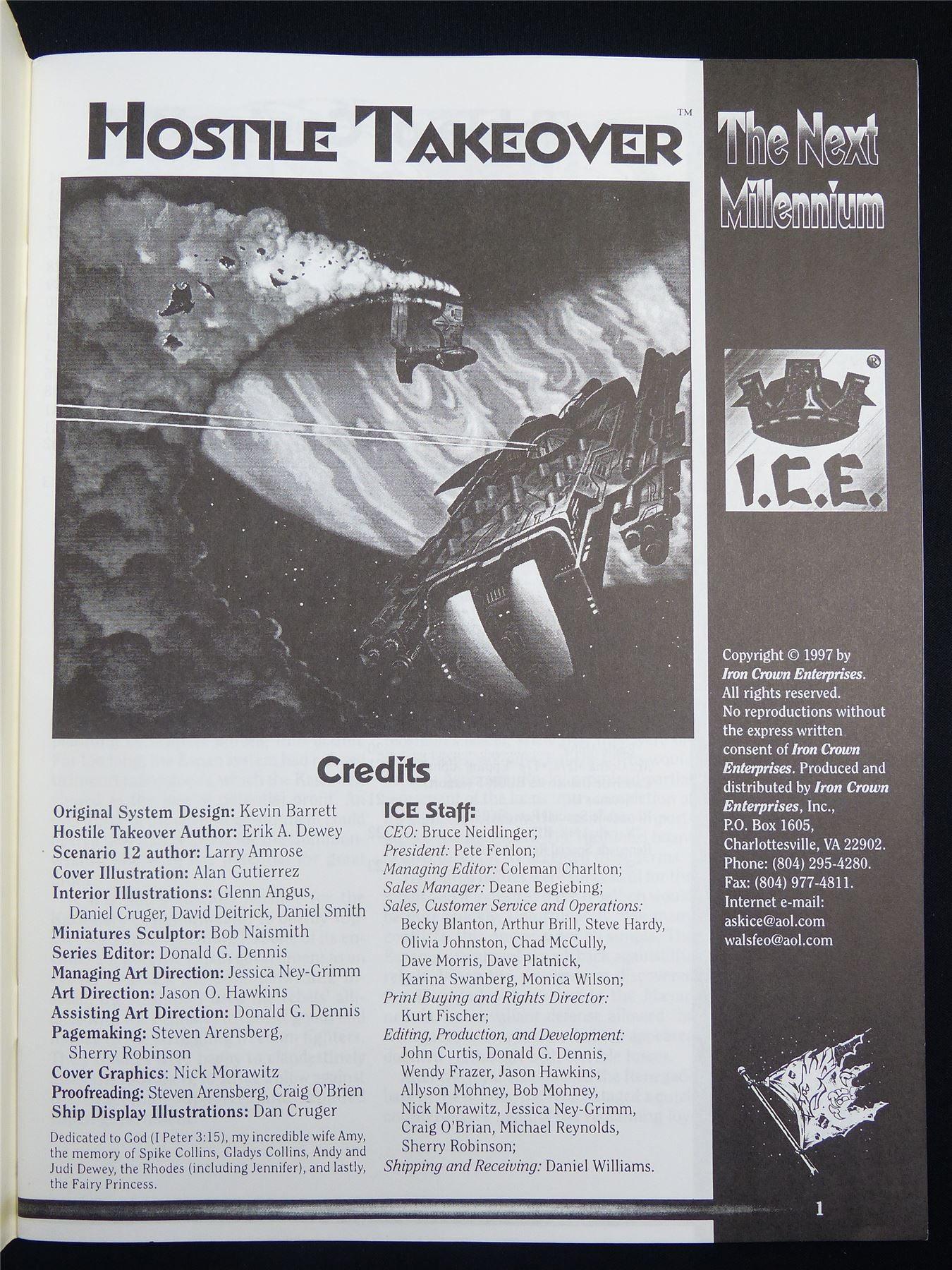 Silent Death: Hostile Takeover Miniatures Sourcebook - I.C.E. Booklet #2R1