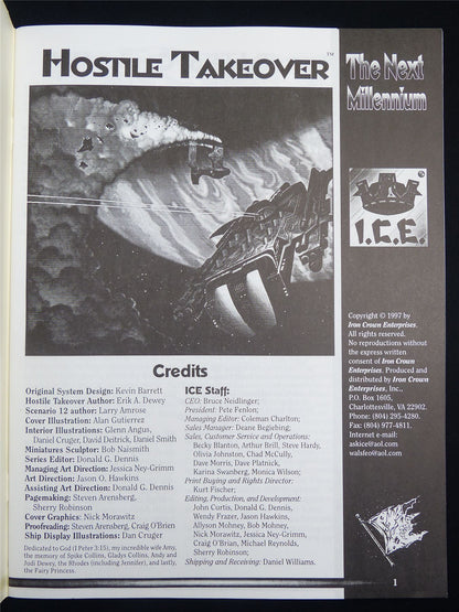 Silent Death: Hostile Takeover Miniatures Sourcebook - I.C.E. Booklet #2R1
