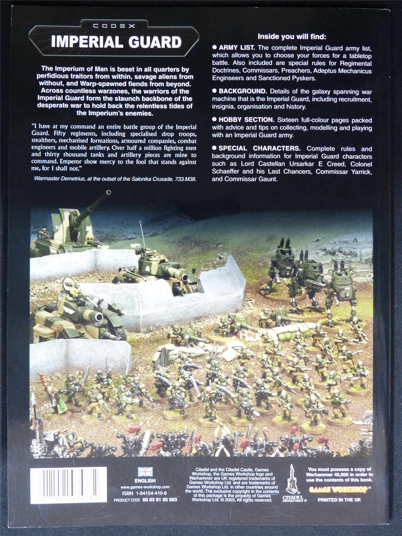 Imperial Guard Codex 2003 Softback - Warhammer 40K #1PA