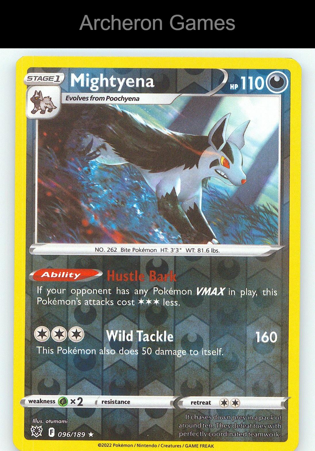 Pokemon Card Mightyena ASR 096/189 R Astral Radiance Reverse Holo