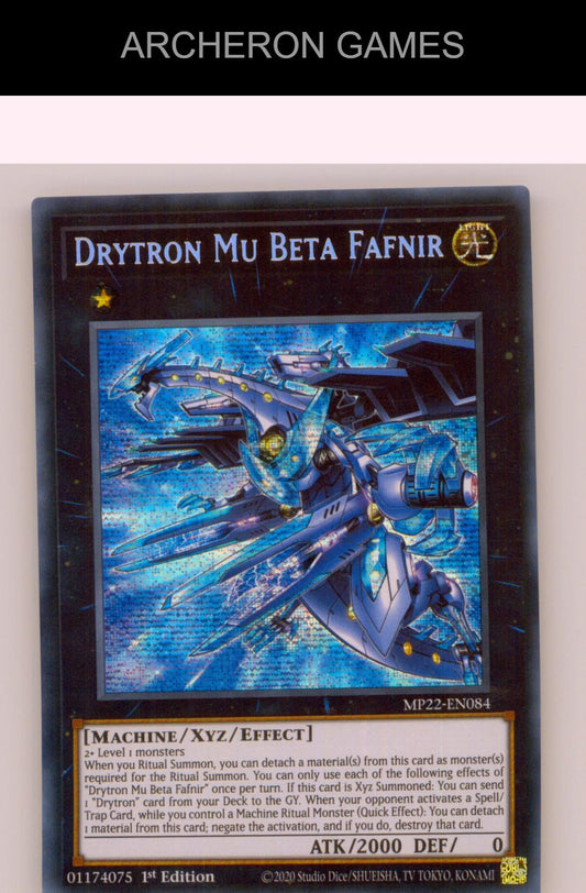 Drytron Mu Beta Fafnir SEC YUGIOH Card 1st Edition