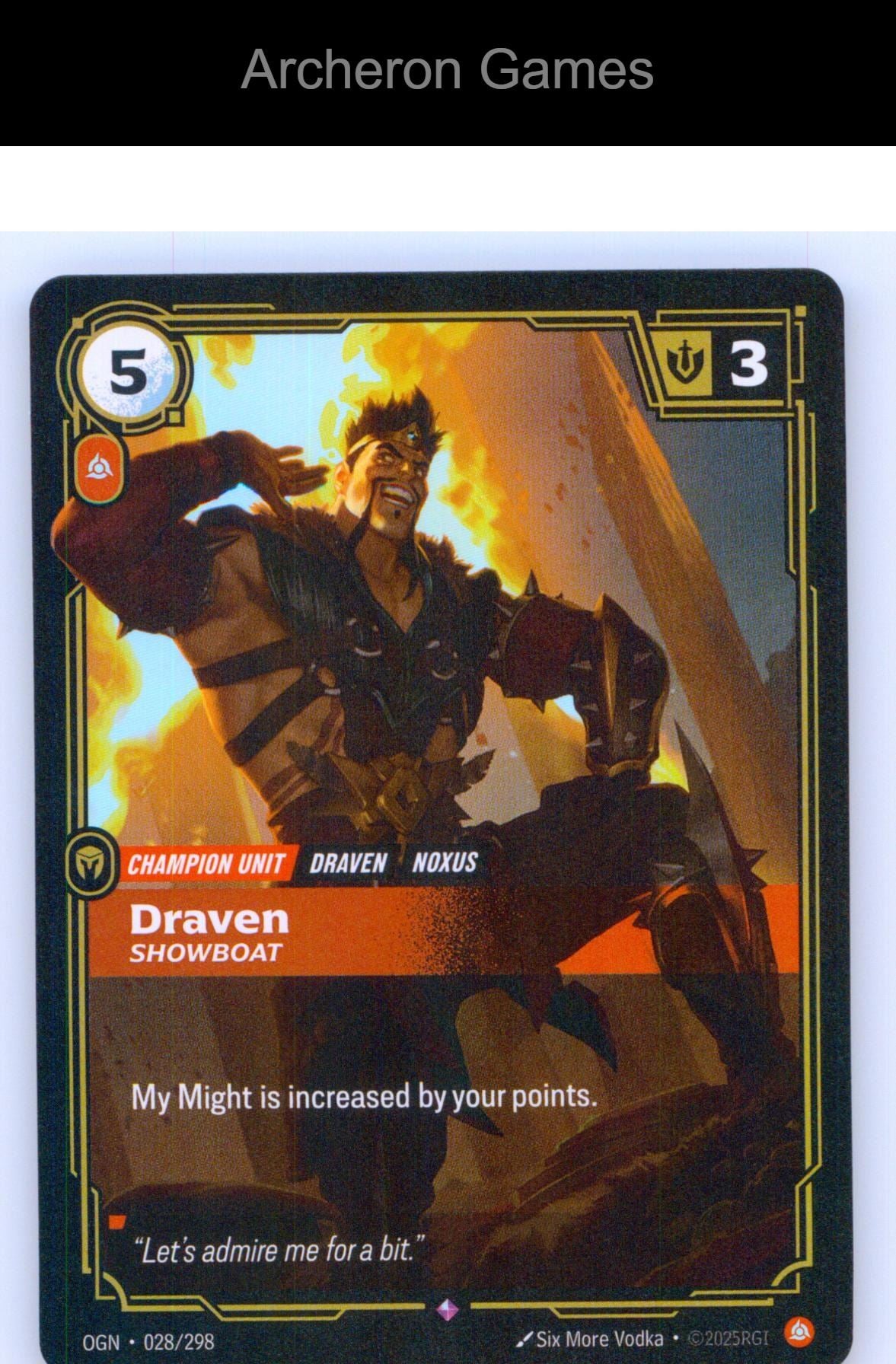 Draven - Showboat OGN 028/298 R Origins Riftbound Card