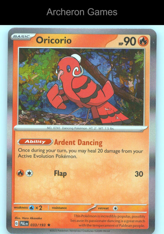 Pokemon Card Oricorio PAL 033/193 R Paldea Evolved Holo