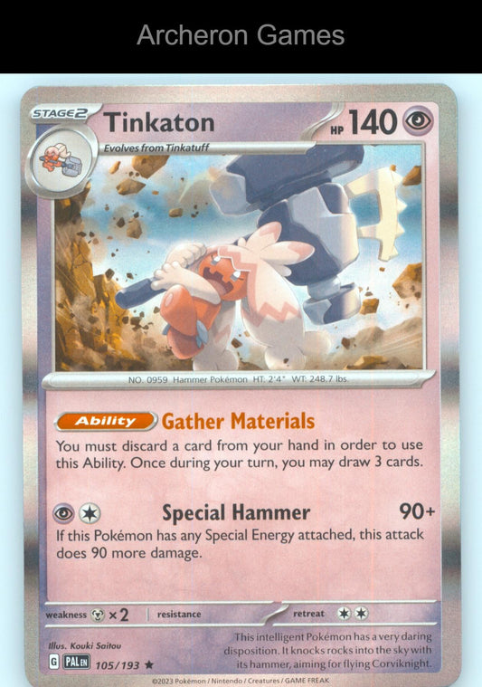 Pokemon Card Tinkaton PAL 105/193 R Paldea Evolved Holo