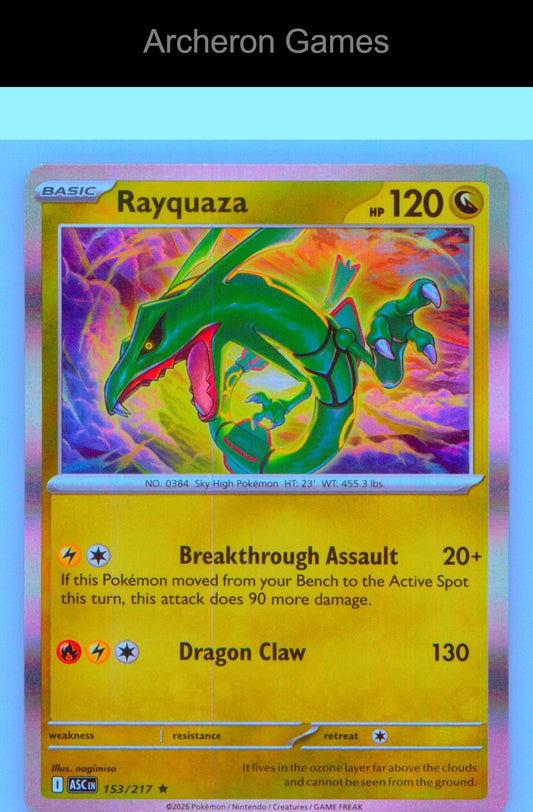 Pokemon Card Rayquaza ASC 153/217 R Ascended Heroes Holo
