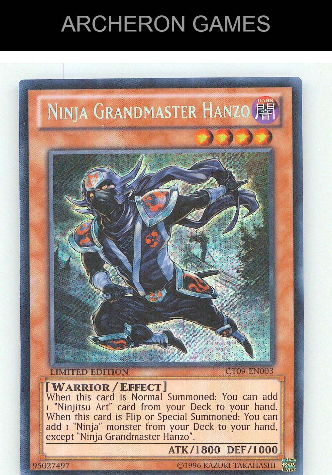 Ninja Grandmaster Hanzo SEC YUGIOH Card Limited