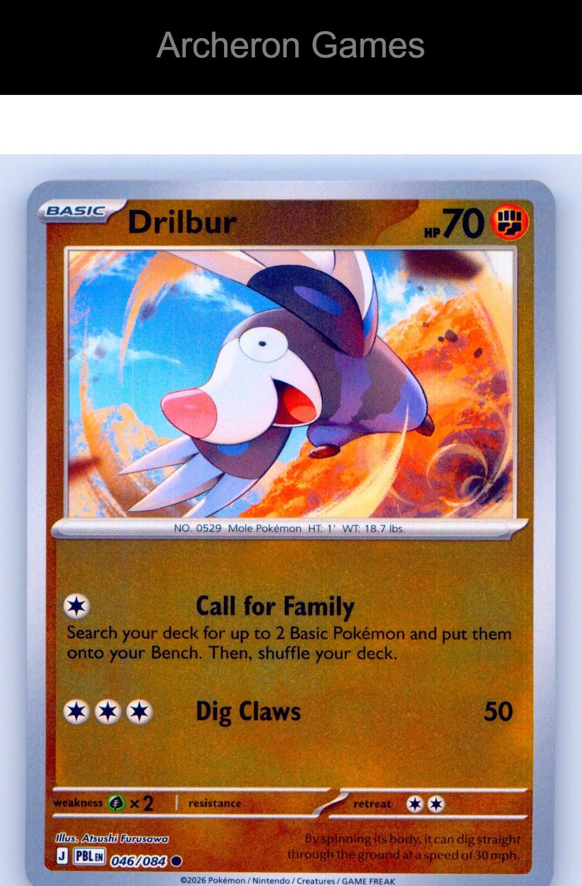 Pokemon Card Drilbur ME05 046/084 C Pitch Black Reverse Holo