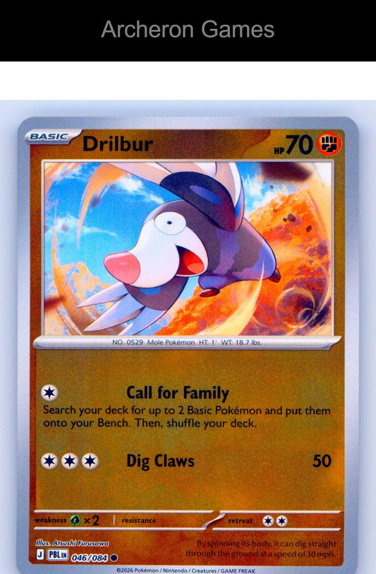 Pokemon Card Drilbur ME05 046/084 C Pitch Black Reverse Holo
