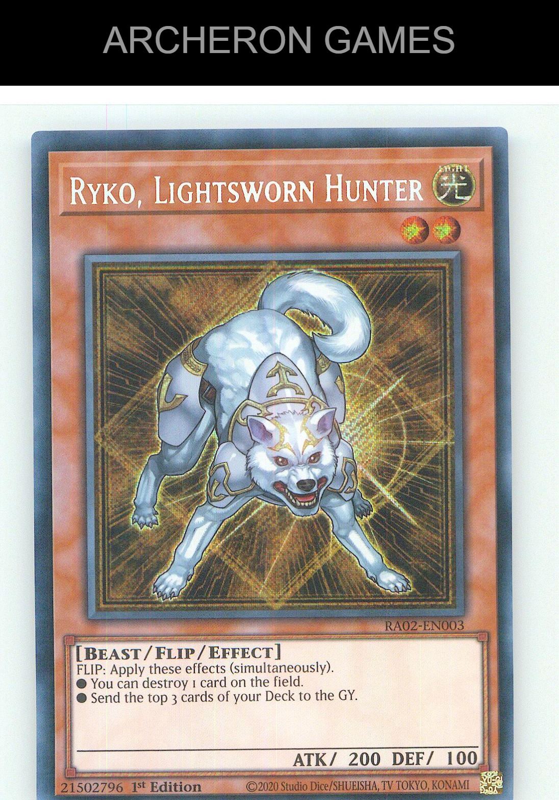 Ryko, Lightsworn Hunter (Secret Rare) SEC YUGIOH Card 1st Edition