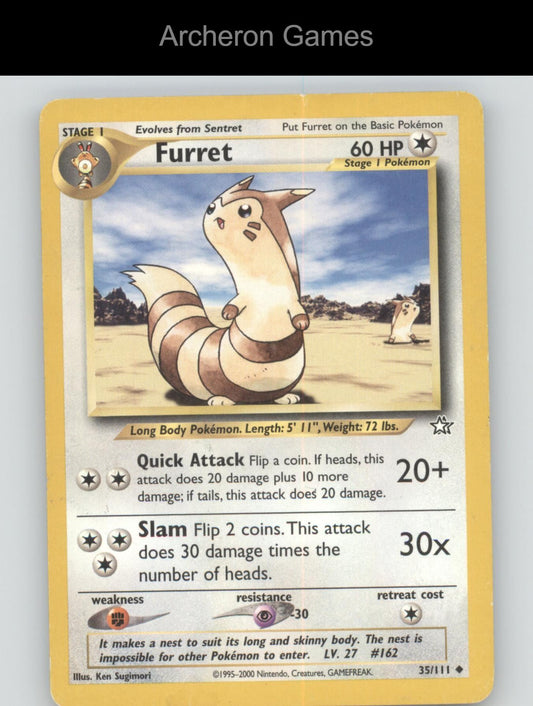 Pokemon Card Furret N1 35/111 UC Neo Genesis Unlimited