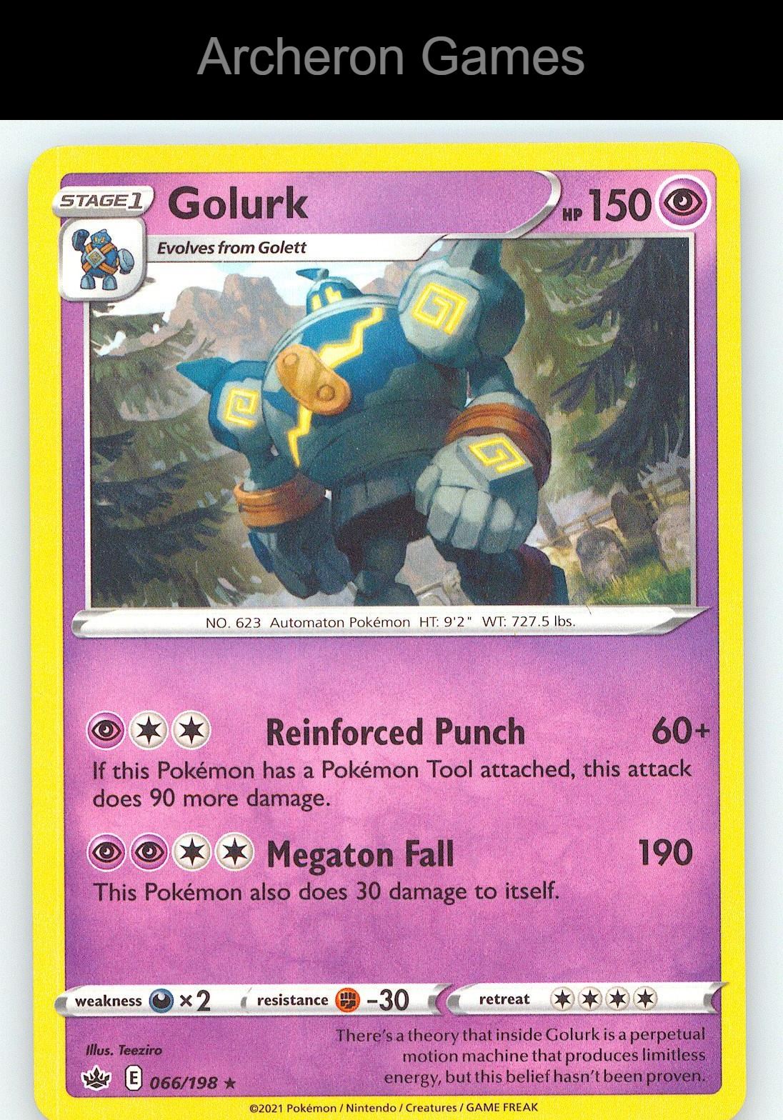 Pokemon Card Golurk CRE 066/198 R Chilling Reign
