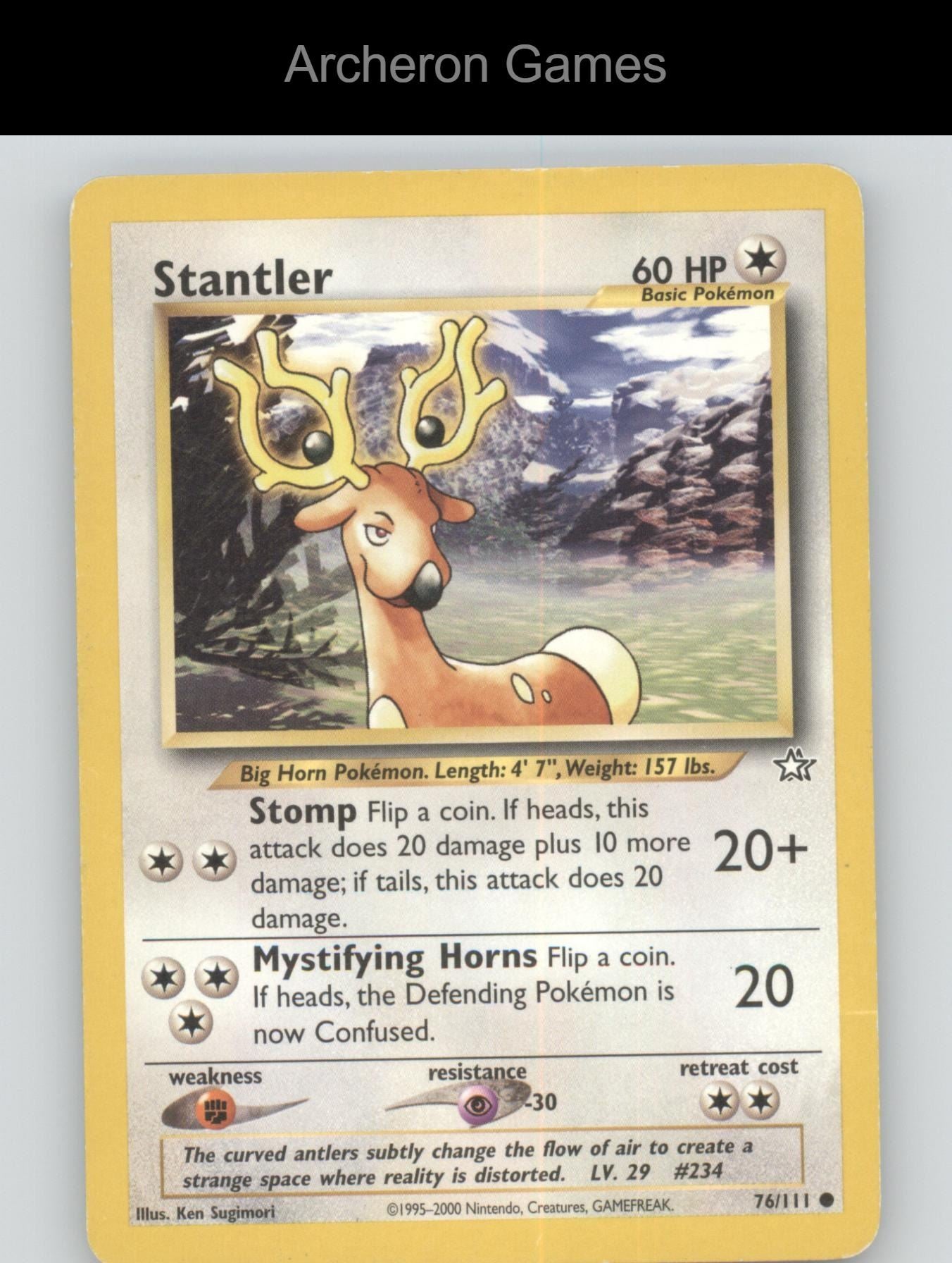 Pokemon Card Stantler N1 76/111 C Neo Genesis Unlimited